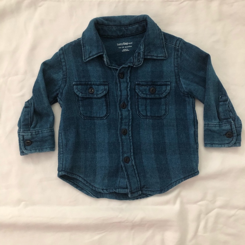 Baby Gap Blue Button Down with Faint Stripes